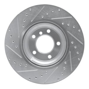 BMW 330i Brake Rotor (1) - Front Right - R1 Concepts - Drilled & Slotted - Silver - `06-`12